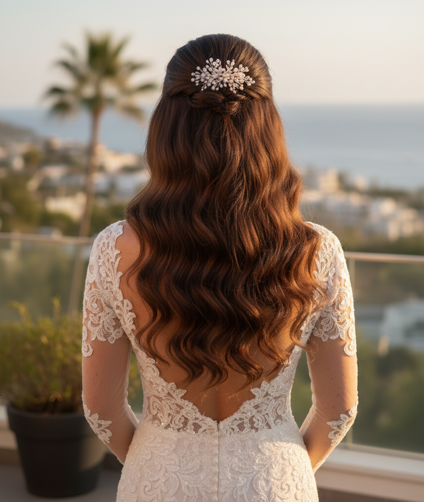 wedding hair stylist Marbella, ondas glam